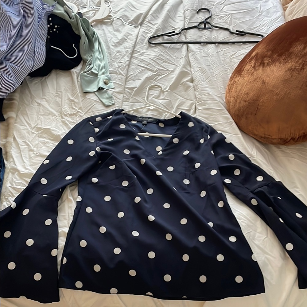 Banana Republic Blue and White Long Sleeve Blouse